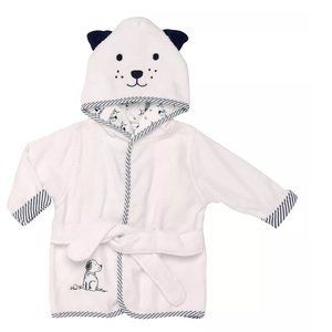 Little Me Toile Appliquéd Velour Hooded Baby Bathrobe
